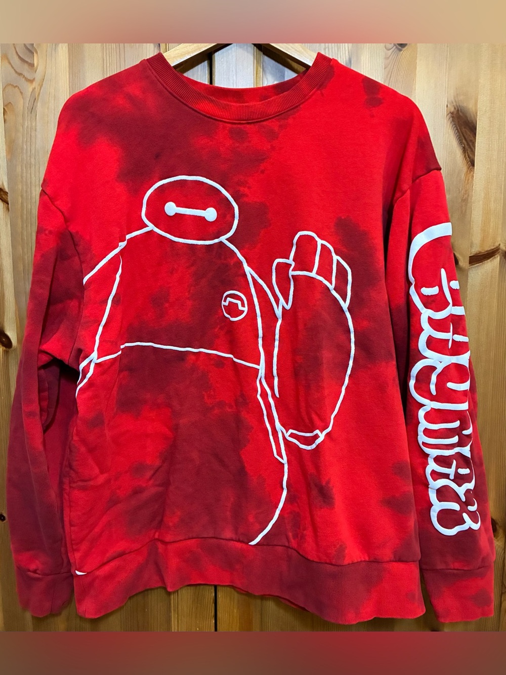 Disney Parks Big Hero 6 Baymax Red Tie-Dye
Pullover Crewneck Sweatshirt Adult XL